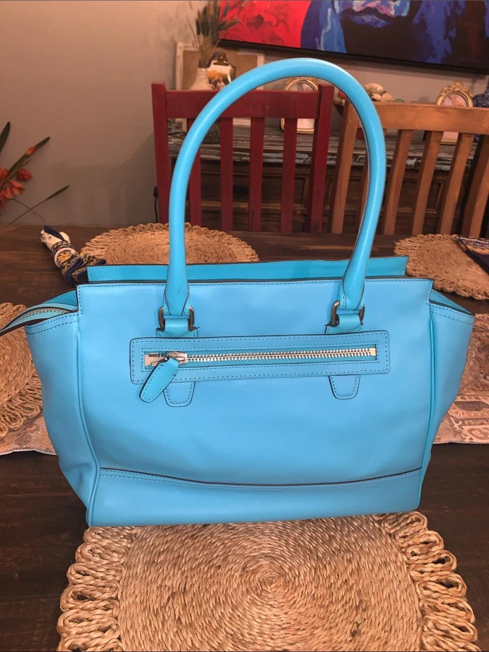 Coach Legacy Candace Caryall Tote Handbag in Robins Egg Blue with COA - Picture 7 of 13